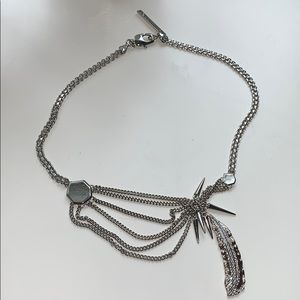 BCBGeneration Silver Feather asymmetrical necklace